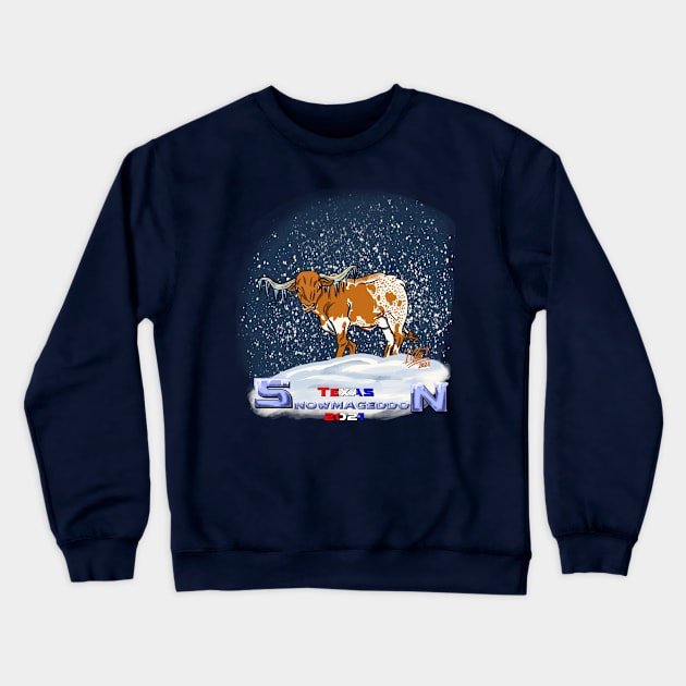 Texas Snowmageddon- Longhorn Crewneck Sweatshirt by ClaytoniumStudios94